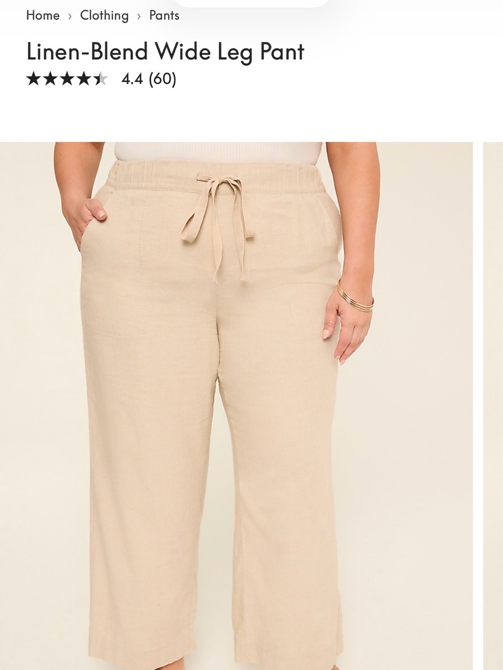 Lane Bryant Beige Linen-Blend Wide Leg Pants